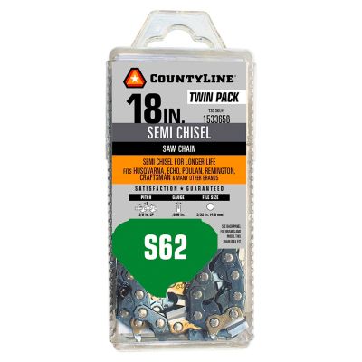 CountyLine 18 in. 62 Link Semi Chisel Chainsaw Chains, 2-Pack, 15062X2TSC