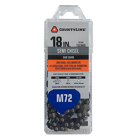 CountyLine 18 in. 72-Link Semi Chisel Chainsaw Chain