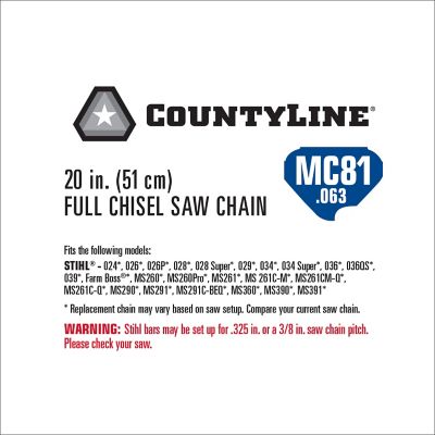 Image showing  20 in. Full-Chisel Chainsaw Chain, 0.325 in. Pitch, 0.063 in. Gauge, 81 Drive Links, 76381TSC