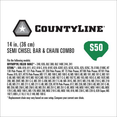 Image showing  14 in. Semi-Chisel Chainsaw Chain and Bar Combo, 3/8 in. Pitch, 0.050 in. Gauge, 50 Drive Links