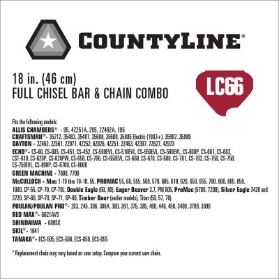 Image showing  18 in. Full-Chisel Chainsaw Chain and Bar Combo, 3/8 in. Pitch, 0.050 in. Gauge, 66 Drive Links