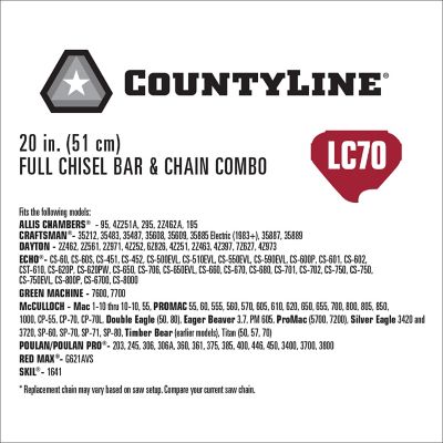 Image showing  20 in. Full-Chisel Chainsaw Chain and Bar Combo, 3/8 in. Pitch, 0.050 in. Gauge, 70 Drive Links