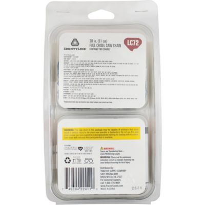 Image showing  20 in. Full-Chisel Chainsaw Chains, 3/8 in. Pitch, 0.050 in. Gauge, 72 Drive Links, 2-Pack
