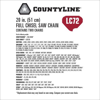 Image showing  20 in. Full-Chisel Chainsaw Chains, 3/8 in. Pitch, 0.050 in. Gauge, 72 Drive Links, 2-Pack