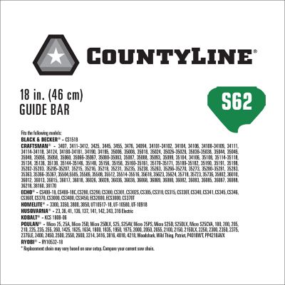 Image showing  18 in. Chainsaw Bar, 3/8 in. Pitch, 0.050 in. Gauge, 62 Drive Links