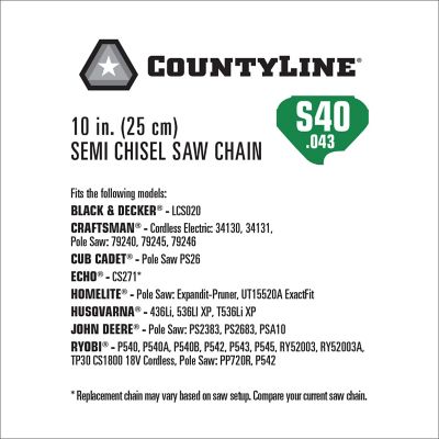 Image showing  10 in. Semi-Chisel Chainsaw Chain, 3/8 in. Pitch, 0.043 in. Gauge, 40 Drive Links