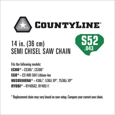 Image showing  14 in. Semi-Chisel Chainsaw Chain, 3/8 in. Pitch, 0.043 in. Gauge, 52 Drive Links