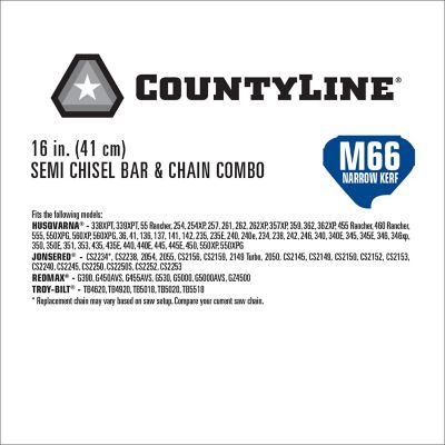 Image showing  16 in. Semi-Chisel Chainsaw Chain and Bar Combo, 0.325 in. Pitch, 0.050 in. Gauge, 66 Drive Links