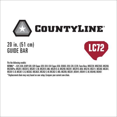 Image showing  20 in. Chainsaw Bar, 3/8 in. Pitch, 0.050 in. Gauge, 72 Drive Links