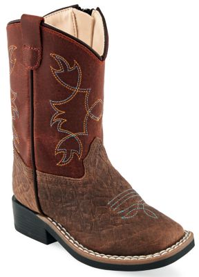 Old West Unisex Toddlers' Broad Square Toe Leather Boots, TPR Outsole