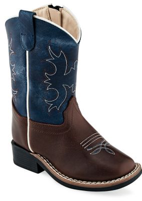 Image showing Old West Unisex Toddlers' Broad Square Toe Leather Boots, TPR Outsole