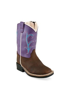 Old West Unisex Toddler Broad Square Toe Leather Boots, TPR Outsole
