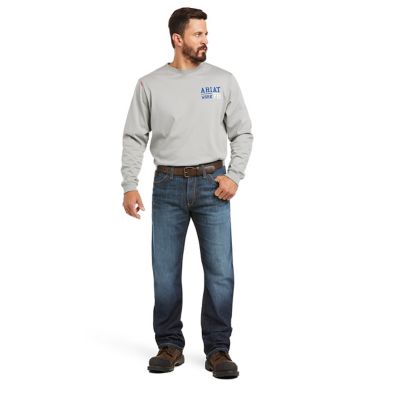 Image showing 2 th Ariat Men's Flame-Resistant Stretch Fit Low-Rise M4 DuraLight Basic Bootcut Work Jeans, Cotton/Modacrylic/Spandex
