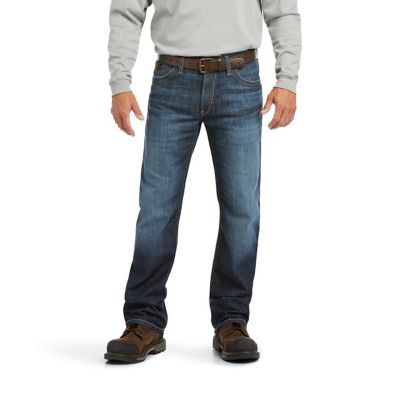 Image showing 0 th Ariat Men's Flame-Resistant Stretch Fit Low-Rise M4 DuraLight Basic Bootcut Work Jeans, Cotton/Modacrylic/Spandex