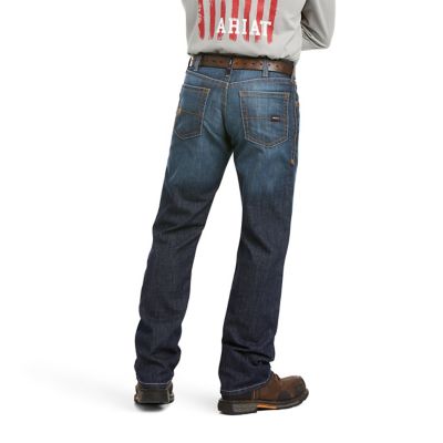 Image showing 1 th Ariat Men's Flame-Resistant Stretch Fit Low-Rise M4 DuraLight Basic Bootcut Work Jeans, Cotton/Modacrylic/Spandex