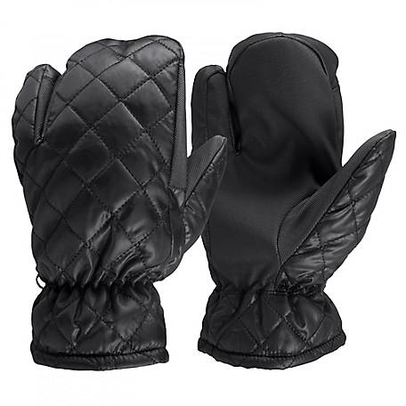 Horze Women's Ladies Youth Black Padded 3 Finger Winter Riding Gloves Mittens 