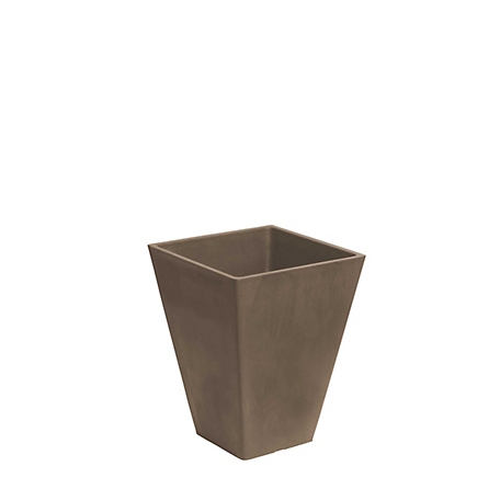 Algreen Stone Valencia 2 Square Planters with Watering Trays, 10 in. x 13 in., Black, 2 pk.