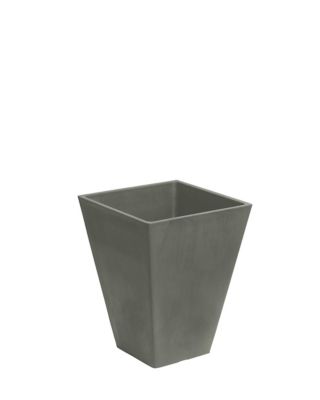 Algreen Stone Valencia 2 Square Planters with Watering Trays, 10 in. x 13 in., Black, 2 pk.