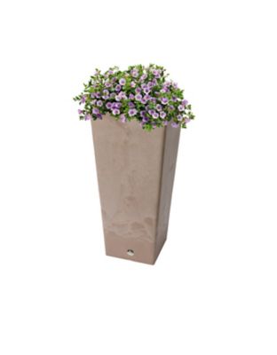 Algreen 2.78 cu. ft. Stone Valencia Square Planter with Elevated Plant Shelf