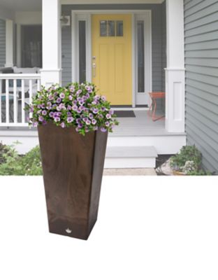 Image showing  2.78 cu. ft. Stone Valencia Square Planter with Elevated Plant Shelf