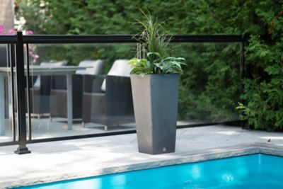 Image showing  2.78 cu. ft. Stone Valencia Square Planter with Elevated Plant Shelf