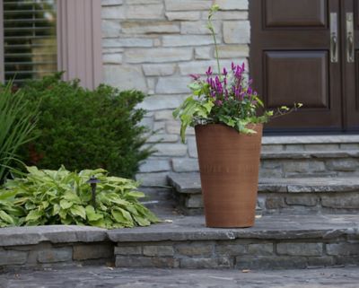 Image showing  Stone Valencia Round Planter with Elevated Plant Shelf