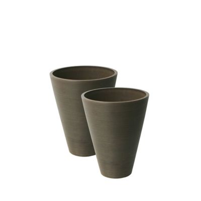 Algreen Stone Valencia 2 Round Ribbed Planters, 2 pk.