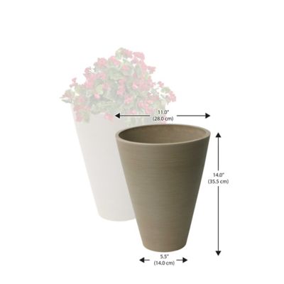 Image showing  Stone Valencia 2 Round Ribbed Planters, 2 pk.