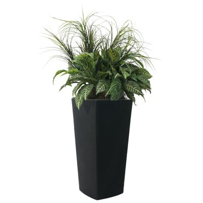 Image showing  0.45 cu. ft. Plastic Crete Square Curve Self-Watering Planter