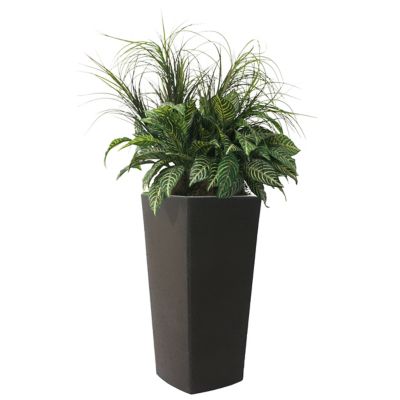 Image showing 2 th Algreen 0.45 cu. ft. Plastic Crete Square Curve Self-Watering Planter