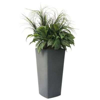 Image showing  0.45 cu. ft. Plastic Crete Square Curve Self-Watering Planter