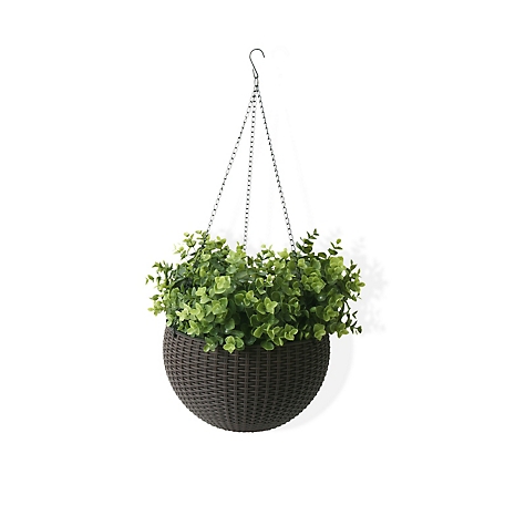 Algreen Wicker Self-Watering Hanging Basket Planters, 2 pc.