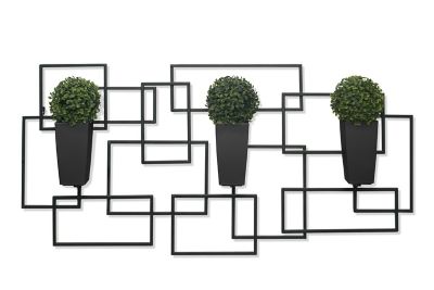 Algreen Metal Contemporary Rectangular Wall Art with 3 Planters