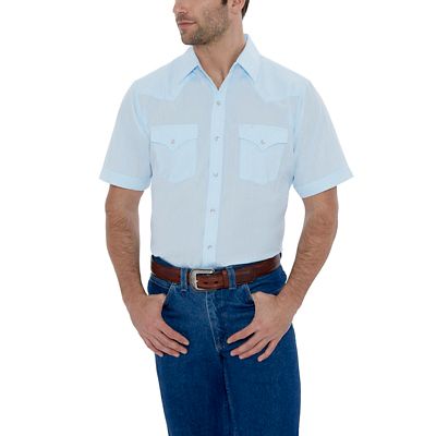 Ely Cattleman Short-Sleeve Snap-Front Tone-on-Tone Western Shirt