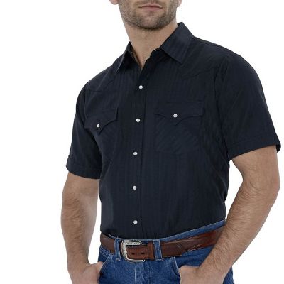 Ely Cattleman Short-Sleeve Snap-Front Tone-on-Tone Western Shirt