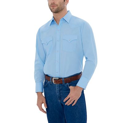 Stretch Blue Supply Mountain Long-Sleeve Tractor Poplin Shirt at