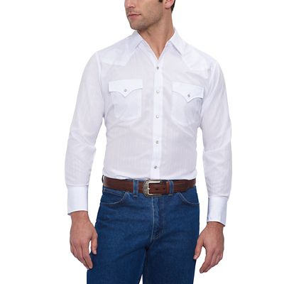 Ely Cattleman Men's Long-Sleeve Snap-Front Tone-on-Tone Western Shirt