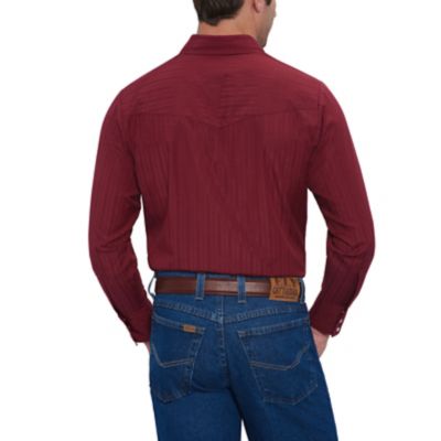 Image showing 1 th Ely Cattleman Men's Long-Sleeve Snap-Front Tone-on-Tone Western Shirt
