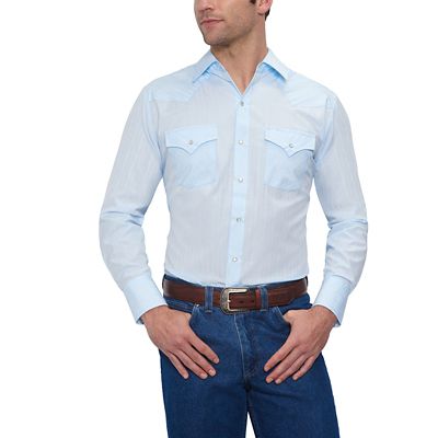 Ely Cattleman Men's Long-Sleeve Snap-Front Tone-on-Tone Western Shirt