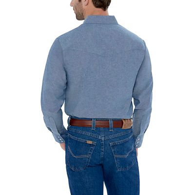 Image showing 1 th Ely Cattleman Men's Long-Sleeve Snap-Front Chambray Work Shirt