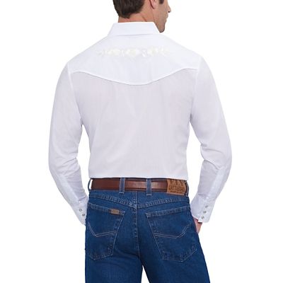 Image showing  Men's Rose Embroidery Western Long-Sleeve Snap-Front Shirt