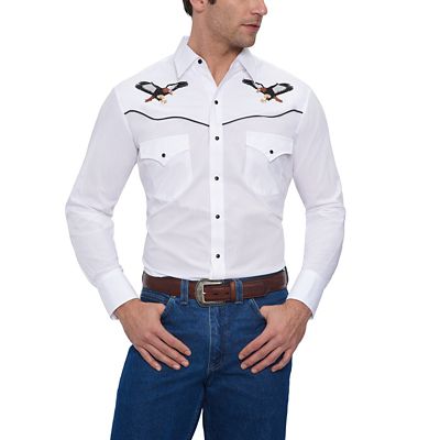 Ely Cattleman Long-Sleeve Snap-Front Flying Eagle Embroidery Western Shirt Nice shirt
