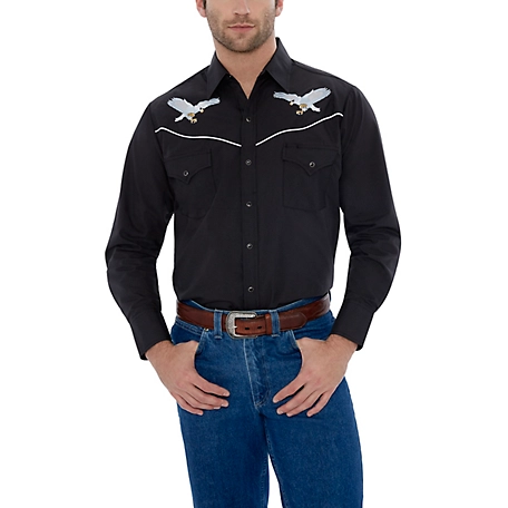 Ely Cattleman Long-Sleeve Snap-Front Flying Eagle Embroidery Western Shirt