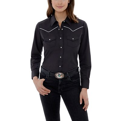 Ely Cattleman Women's Contrast Piped Western Long-Sleeve Snap-Front Shirt