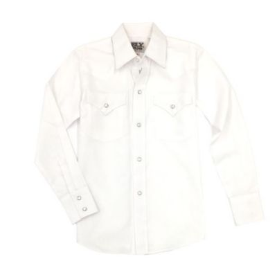 Image showing  Boys' Long-Sleeve Snap-Front Solid Western Shirt - White