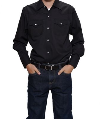 Ely Cattleman Boys' Long-Sleeve Snap-Front Solid Western Shirt Snap front Western Shirts