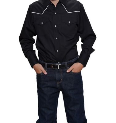 Ely Cattleman Long-Sleeve Snap-Front Contrast Piping Western Shirt