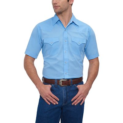 Ely Cattleman Short-Sleeve Snap-Front Solid Western Shirt