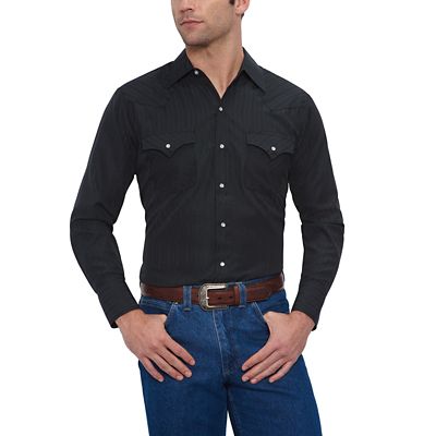 Ely Cattleman Men's Tone-on-Tone Western Long-Sleeve Snap-Front Work Shirt