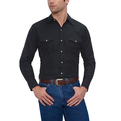 Image showing  Men's Long-Sleeve Snap-Front Tone-on-Tone Western Shirt